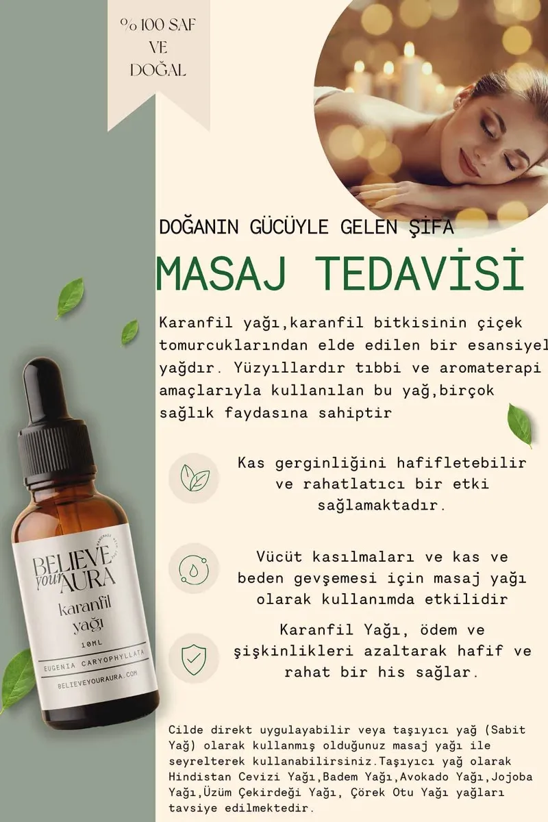 Believe Your Aura Karanfil Cilt Bakım Seti - %100 Saf ve Doğal Karanfil Yağı Karanfil Hidrosolü Karanfil El ve Cilt Sıvı Sabunu SETATYKRF-602