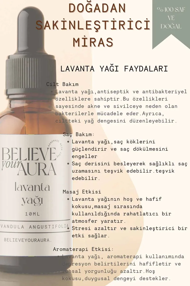 Believe Your Aura Lavanta Cilt Bakım Seti - %100 Saf ve Doğal Lavanta Yağı Lavanta Hidrosolü Lavanta El ve Cilt Sıvı Sabunu SETATYLVN-607