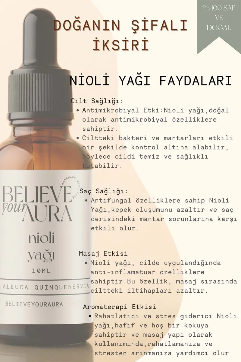 Believe Your Aura Nioli Cilt Bakım Seti - %100 Saf ve Doğal Nioli Yağı Nioli Hidrosolü Nioli El ve Cilt Sıvı Sabunu SETATYNIO-753