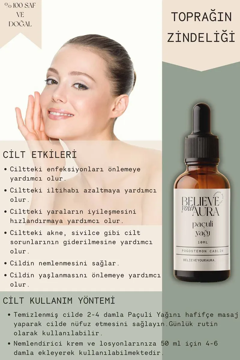 Believe Your Aura Paçuli Cilt Bakım Seti %100 Saf ve Doğal Paçuli Yağı Paçuli Hidrosolü Paçuli El ve Cilt Sıvı Sabunu SETATYPCL-850