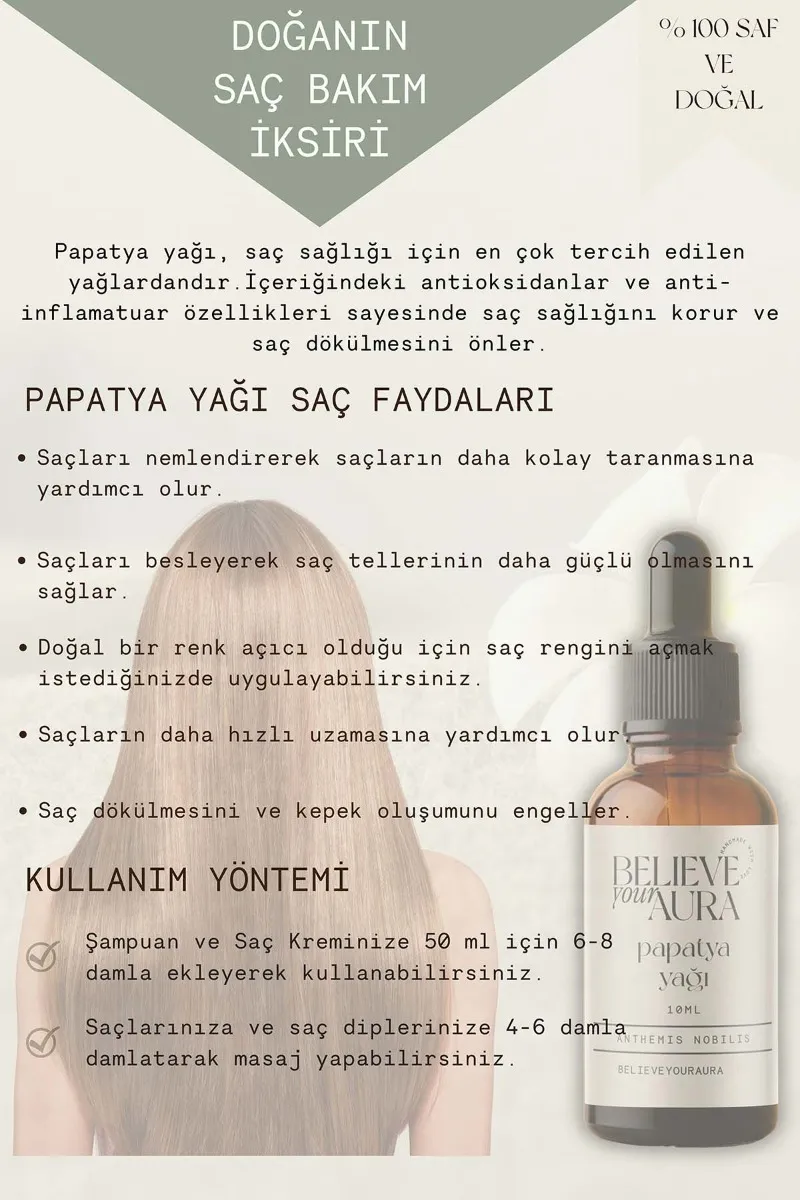 Believe Your Aura Papatya Cilt Bakım Seti %100 Saf ve Doğal Papatya Yağı Papatya Hidrosolü Papatya El ve Cilt Sıvı Sabunu SETATYPPT-852