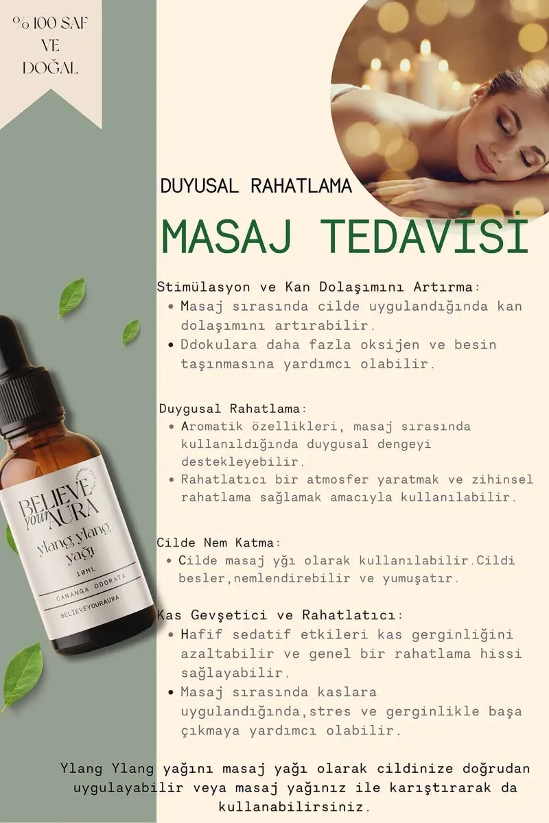 Believe Your Aura Ylang ylang Cilt Bakım Seti - %100 Saf ve Doğal Ylang Ylang Yağı Ylang Ylang Hidrosolü Ylang Ylang El ve Cilt Sıvı Sabunu SETATYYYL-1151