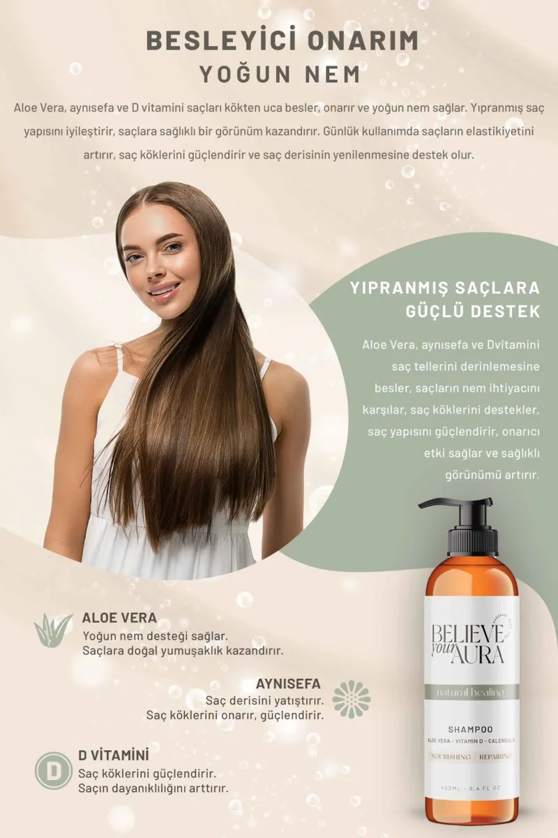 Believe Your Aura Aynısefa Yağı Şampuanı Besleyici Güçlendirici Onarıcı Doğal Saç Bakım Şampuanı SHMPAYS-01