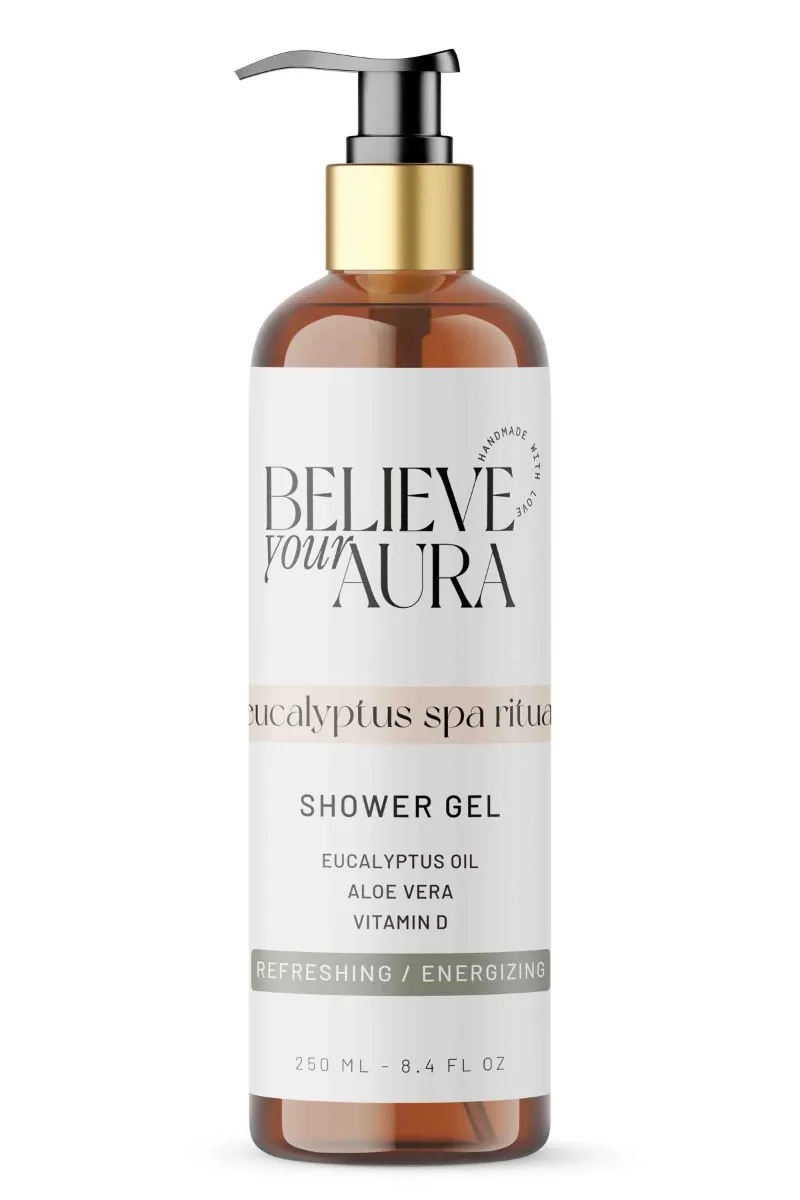 Believe Your Aura Okaliptus Duş Jeli - %100 Doğal Yenileyici Canlandırıcı Ferahlatıcı Bitkisel Duş Bakım Jeli -SHOWERGEL04-250