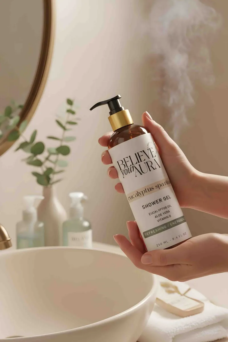 Believe Your Aura Okaliptus Duş Jeli - %100 Doğal Yenileyici Canlandırıcı Ferahlatıcı Bitkisel Duş Bakım Jeli -SHOWERGEL04-250