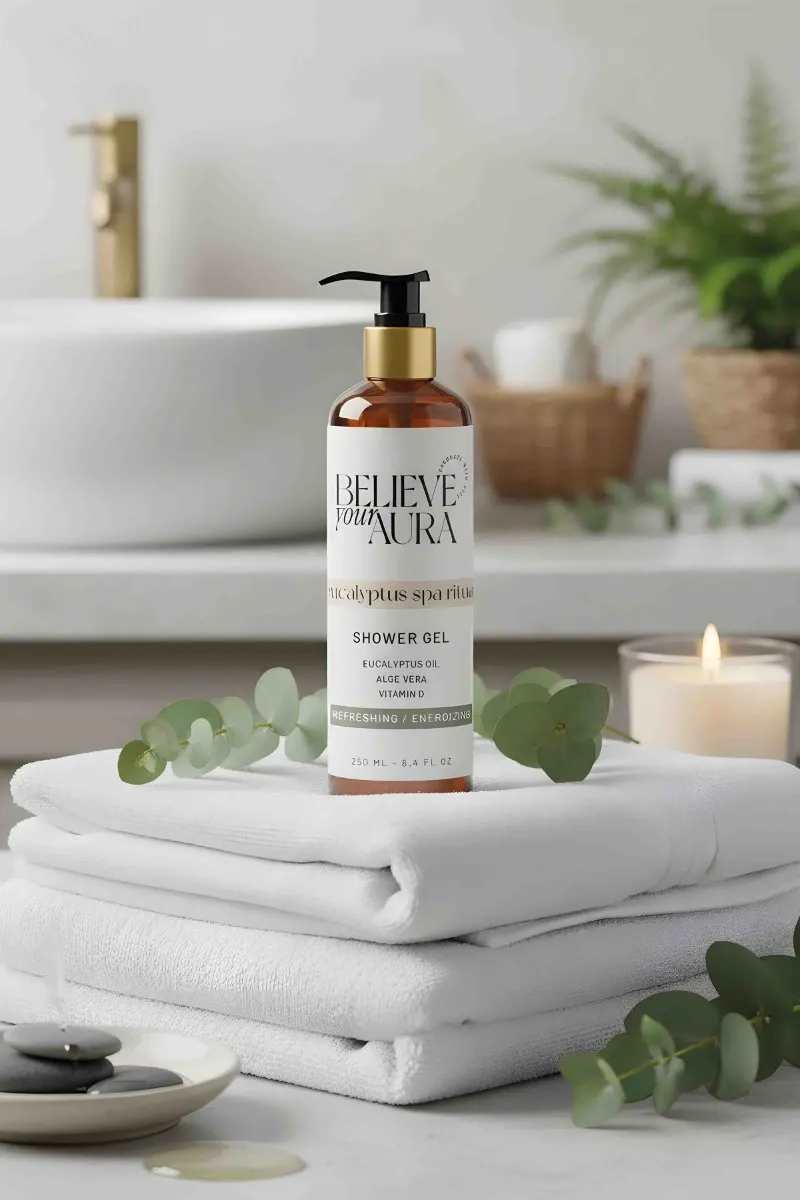 Believe Your Aura Okaliptus Duş Jeli - %100 Doğal Yenileyici Canlandırıcı Ferahlatıcı Bitkisel Duş Bakım Jeli -SHOWERGEL04-250