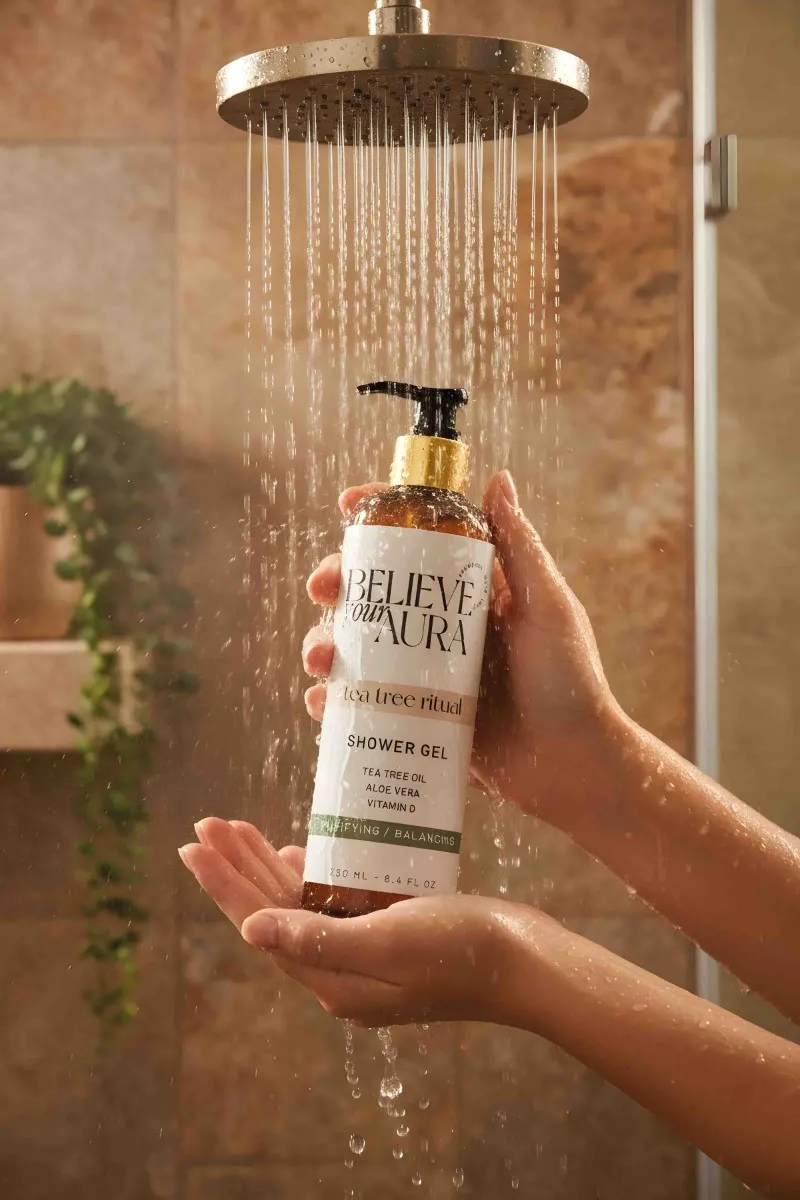 Believe Your Aura Çay Ağacı Yağı Duş Jeli - %100 Doğal Leke Karşıtı Gözenek Sıkılaştırıcı Duş Bakım Jeli -SHOWERGEL08-250