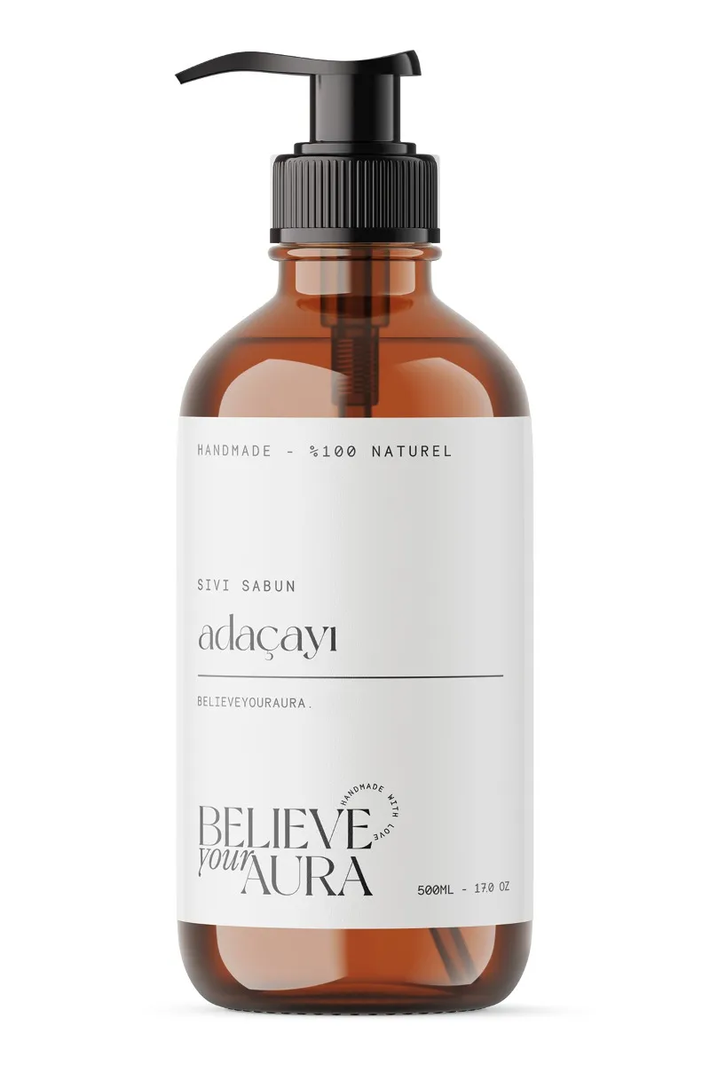 Believe Your Aura Adaçayı Yağı El ve Cilt Sabunu - E Vitamini Aloe Vera Shea Butter Katkılı %100 Doğal Sıvı Sabun SIVADC101-101