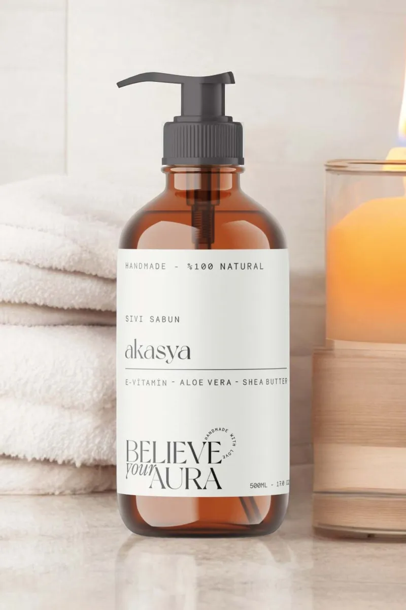 Believe Your Aura Akasya Özlü El ve Cilt Sıvı Sabunu - E-Vitamini Aloe Vera ve Shea Butter Katkılı - SIVAKS113-113