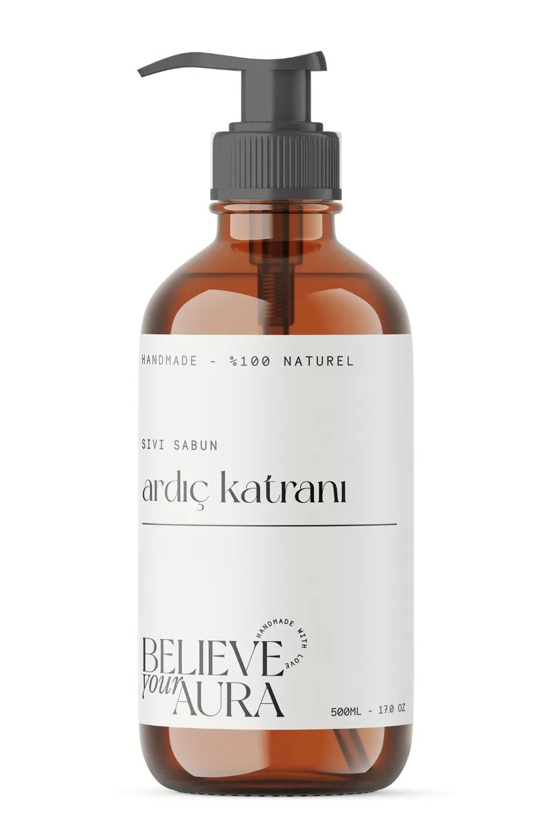 Believe Your Aura Ardıç Katranı Yağı El ve Cilt Sabunu - E Vitamini Aloe Vera Shea Butter Katkılı %100 Doğal Sıvı Sabun SIVAKT107-107