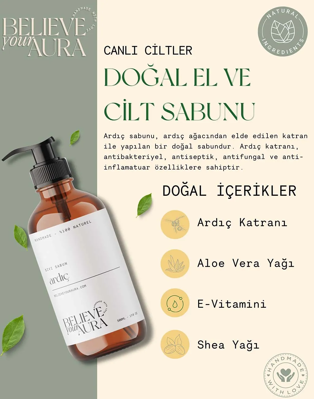 Ardıç Yağı El ve Cilt Sabunu - Believe Your Aura (3. görsel)