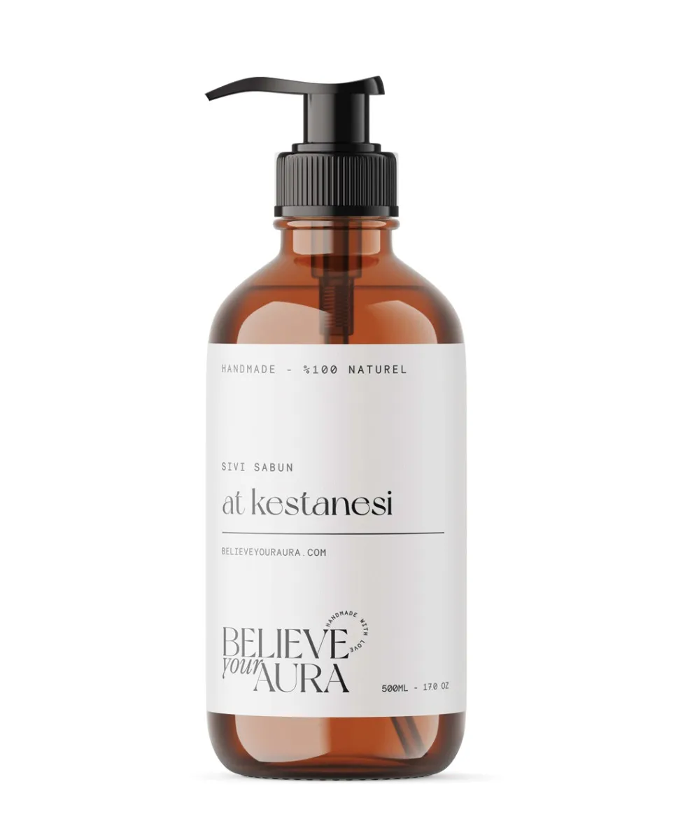 Believe Your Aura At Kestanesi Yağı El ve Cilt Sabunu - E Vitamini Aloe Vera Shea Butter Katkılı %100 Doğal Sıvı Sabun SIVATK110-110