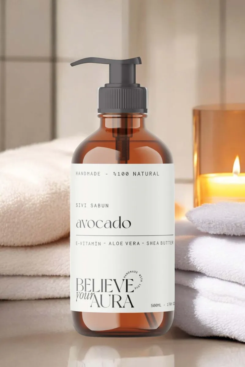 Believe Your Aura Avokado Yağı El ve Cilt Sıvı Sabunu - E-Vitamini Aloe Vera ve Shea Butter Katkılı - SIVAVK111-111