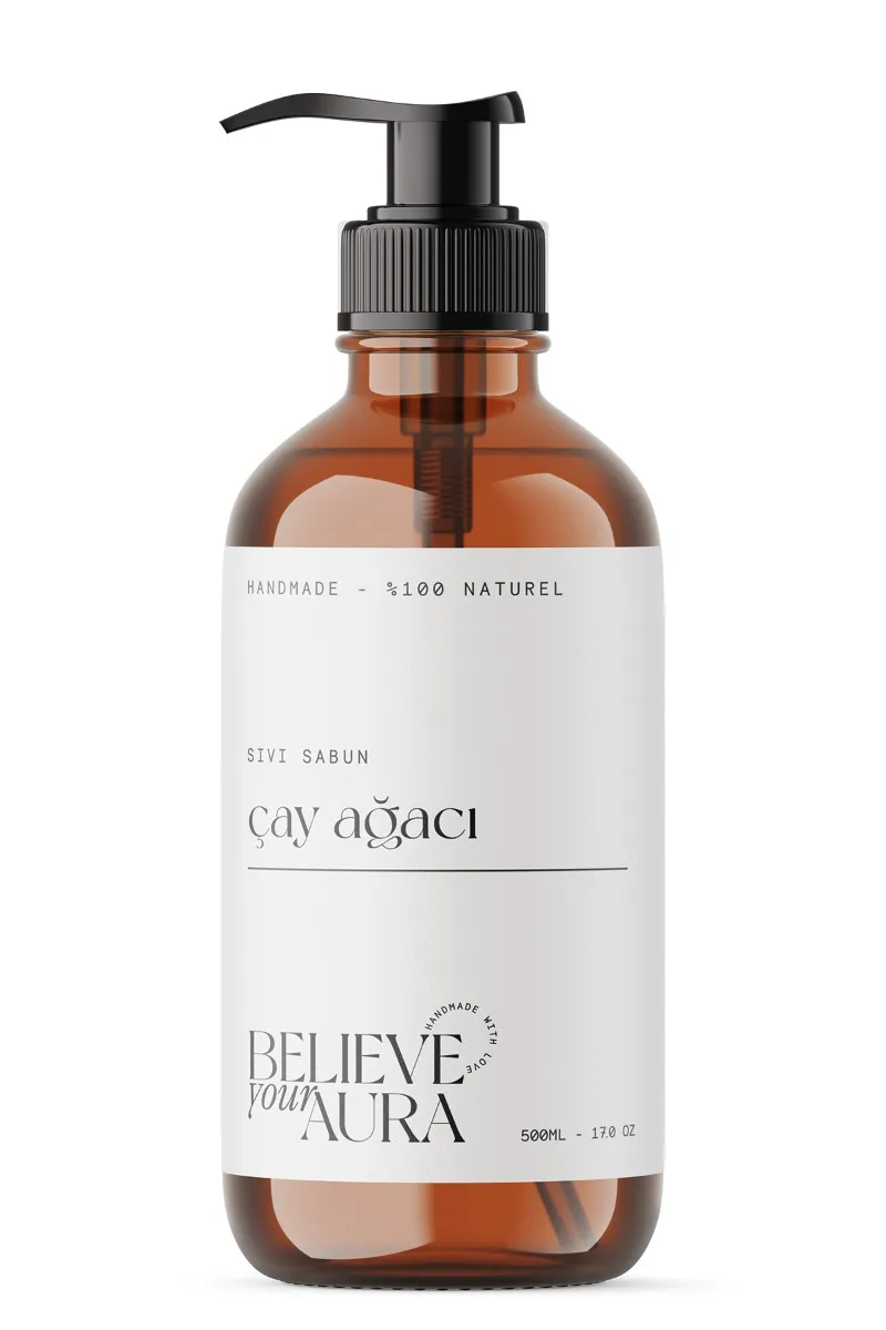 Believe Your Aura Çay Ağacı Yağı El ve Cilt Sabunu - E Vitamini Aloe Vera Shea Butter Katkılı %100 Doğal Sıvı Sabun SIVCAY204-204