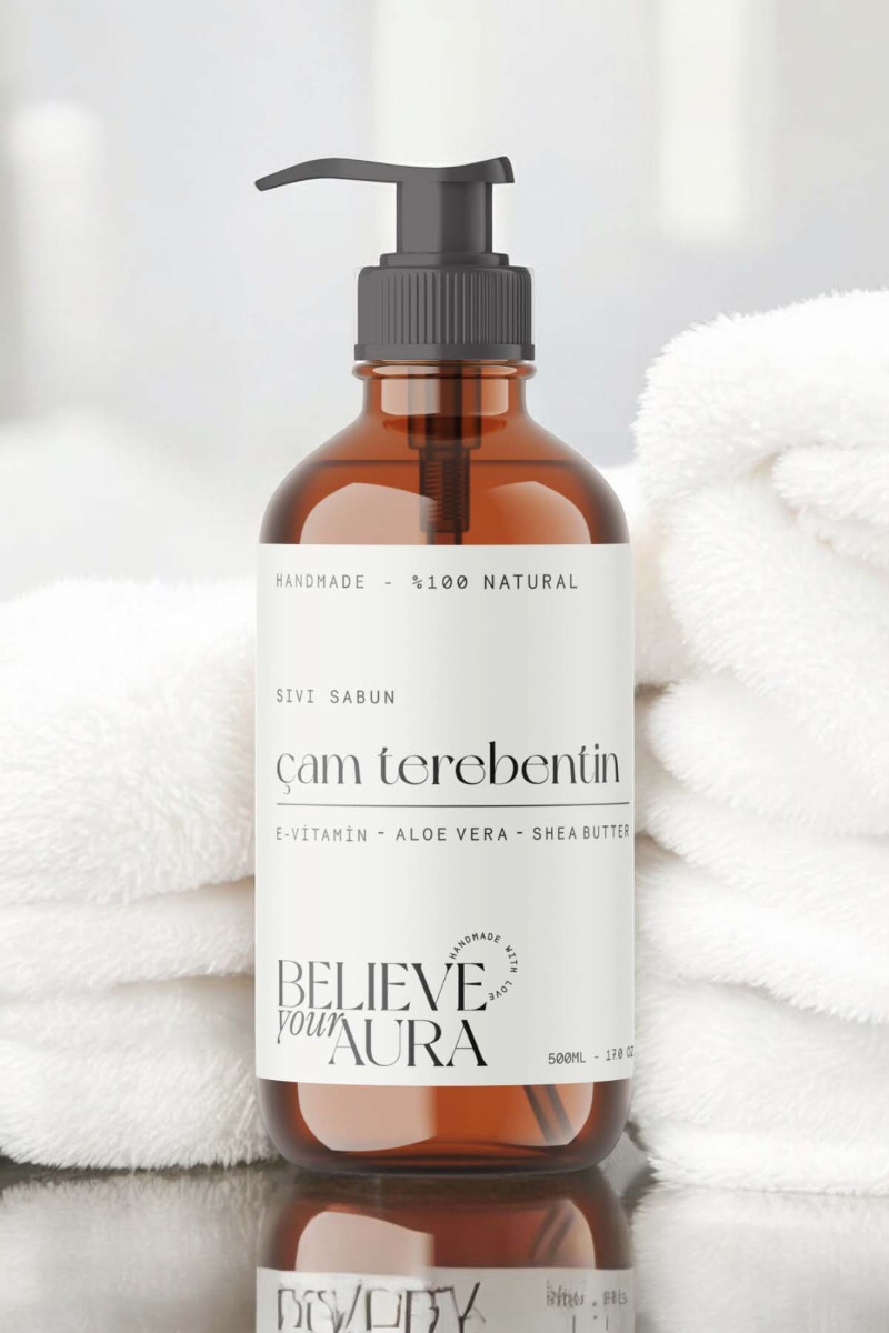 Believe Your Aura Çam Terebentin Yağı El ve Cilt Sıvı Sabunu - E-Vitamini Aloe Vera ve Shea Butter Katkılı -SIVCMT203-203