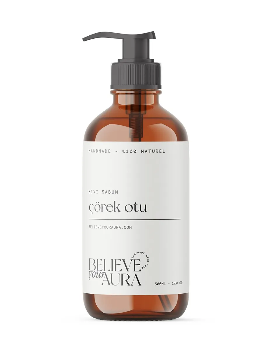 Believe Your Aura E-Vitaminli Aloe Vera Özlü Organik Bitki Özlü Çörek Otu Sıvı Sabun 500 ml SIVCRK205-205