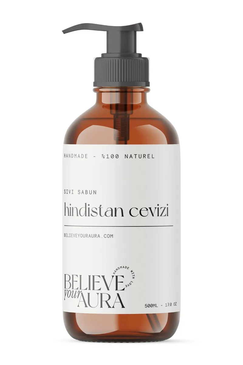 Believe Your Aura Hindistan Cevizi Yağı El ve Cilt Sabunu - E Vitamini Aloe Vera Shea Butter Katkılı Doğal Sıvı Sabun SIVHNC451