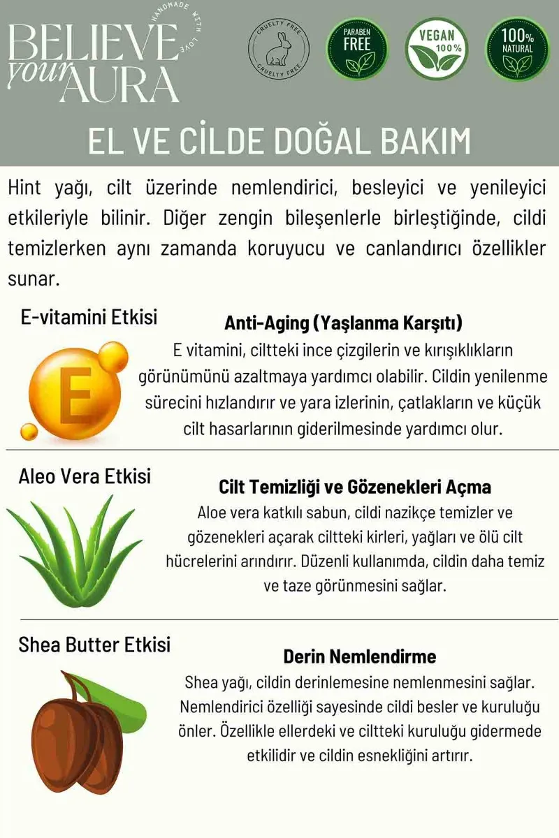 Believe Your Aura Doğal Hint Yağı El ve Cilt Sıvı Sabunu SIVHNT453-453