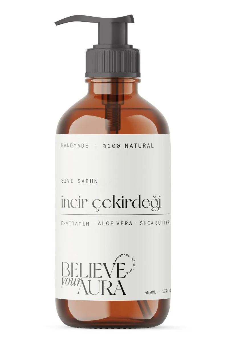 Believe Your Aura İncir Çekirdeği Yağı El ve Cilt Sıvı Sabunu - E Vitamini Aloe Vera Shea Butter Katkılı Doğal Sıvı Sabun SIVINC502
