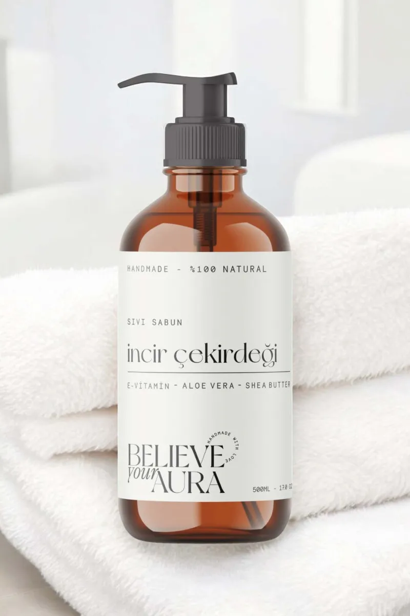 Believe Your Aura İncir Çekirdeği Yağı El ve Cilt Sıvı Sabunu - E Vitamini Aloe Vera Shea Butter Katkılı Doğal Sıvı Sabun SIVINC502