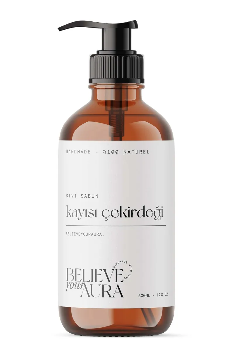 Believe Your Aura Kayısı Çekirdeği Yağı El ve Cilt Sabunu - E Vitamini Aloe Vera Shea Butter Katkılı Doğal Sıvı Sabun SIVKCK603-603