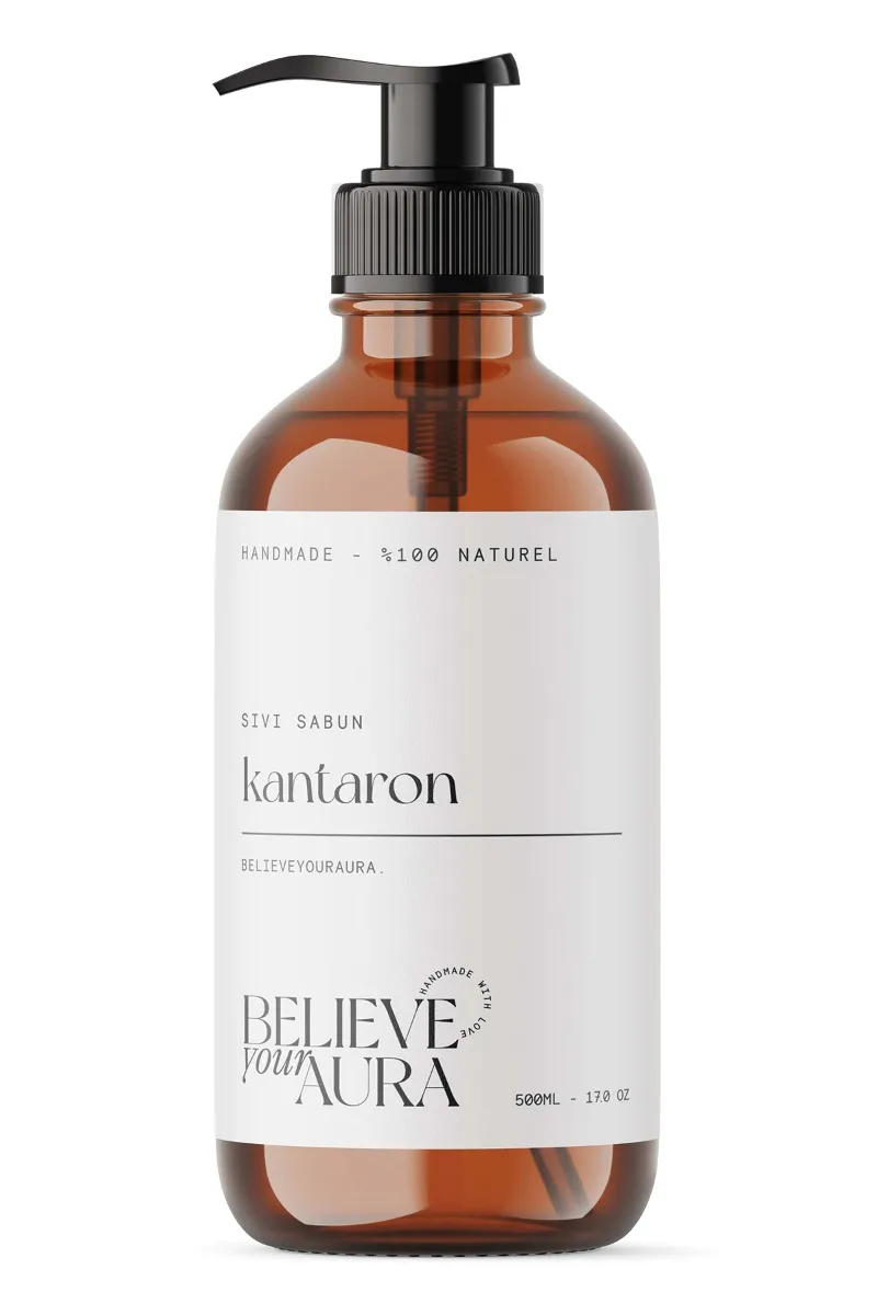 Believe Your Aura Kantaron Yağı El ve Cilt Sabunu - E Vitamini Aloe Vera Shea Butter Katkılı %100 Doğal Sıvı Sabun SIVKNT601