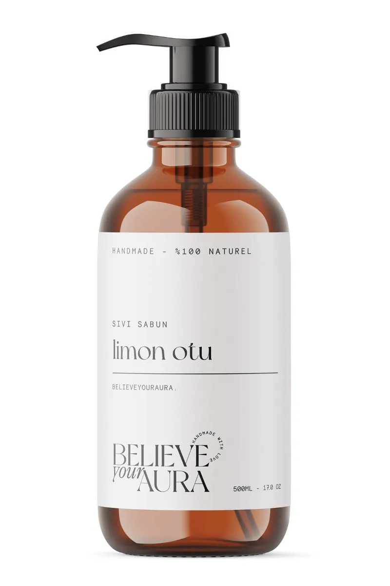 Believe Your Aura Limon Otu Yağı El ve Cilt Sabunu - E Vitamini Aloe Vera Shea Butter Katkılı Doğal Sıvı Sabun SIVLMO608