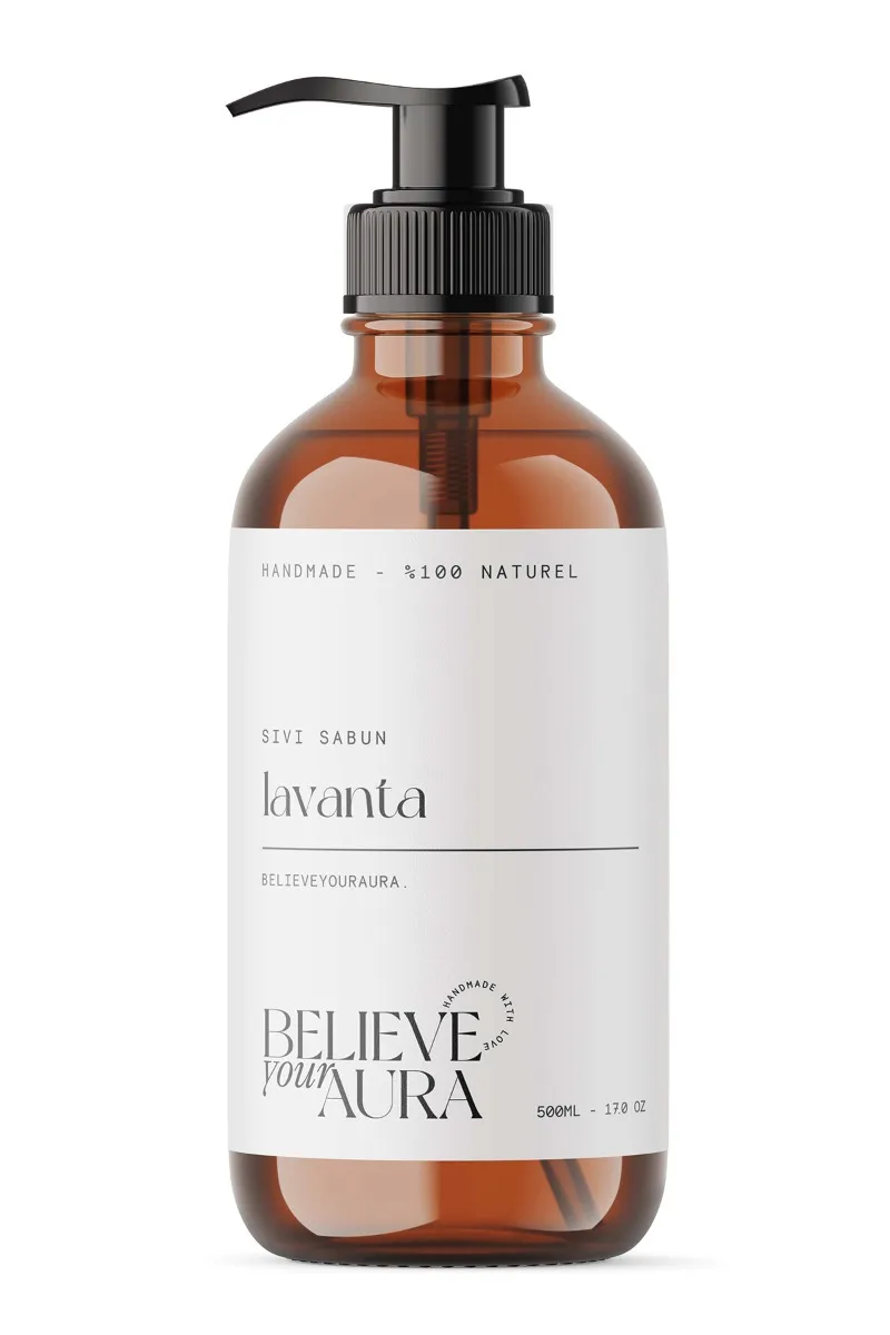 Believe Your Aura Lavanta Yağı El ve Cilt Sabunu - E Vitamini Aloe Vera Shea Butter Katkılı %100 Doğal Sıvı Sabun SIVLVN607-607