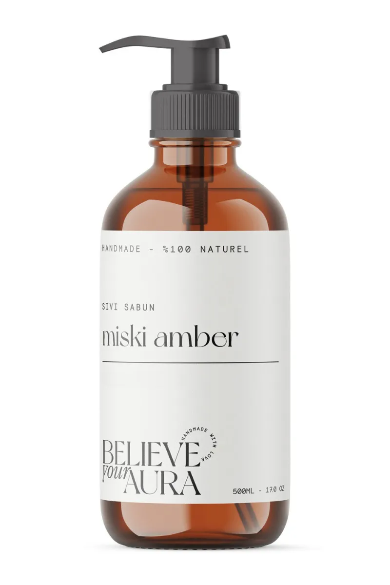 Believe Your Aura Miski Amber Yağı El ve Cilt Sabunu - E Vitamini Aloe Vera Shea Butter Katkılı %100 Doğal Sıvı Sabun SIVMIA704