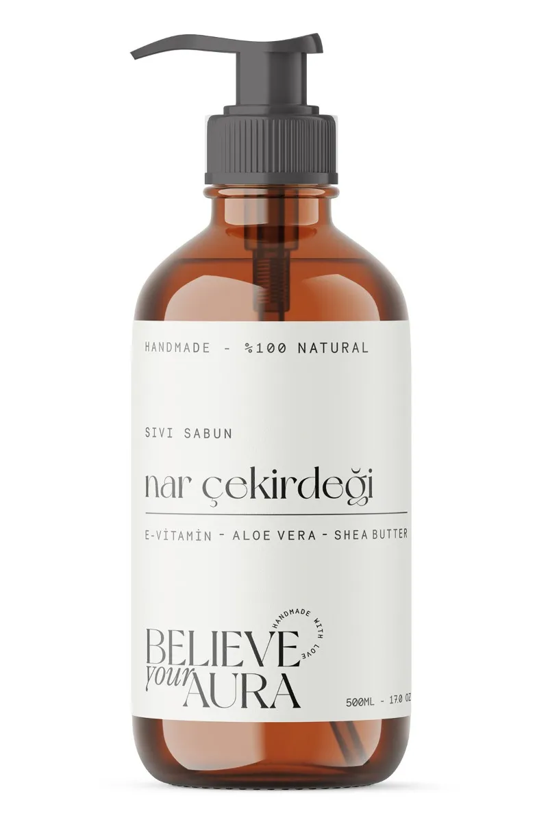 Believe Your Aura Nar Çekirdeği Yağı El ve Cilt Sıvı Sabunu - E-Vitamini Aloe Vera ve Shea Butter Katkılı - SIVNAC751-751