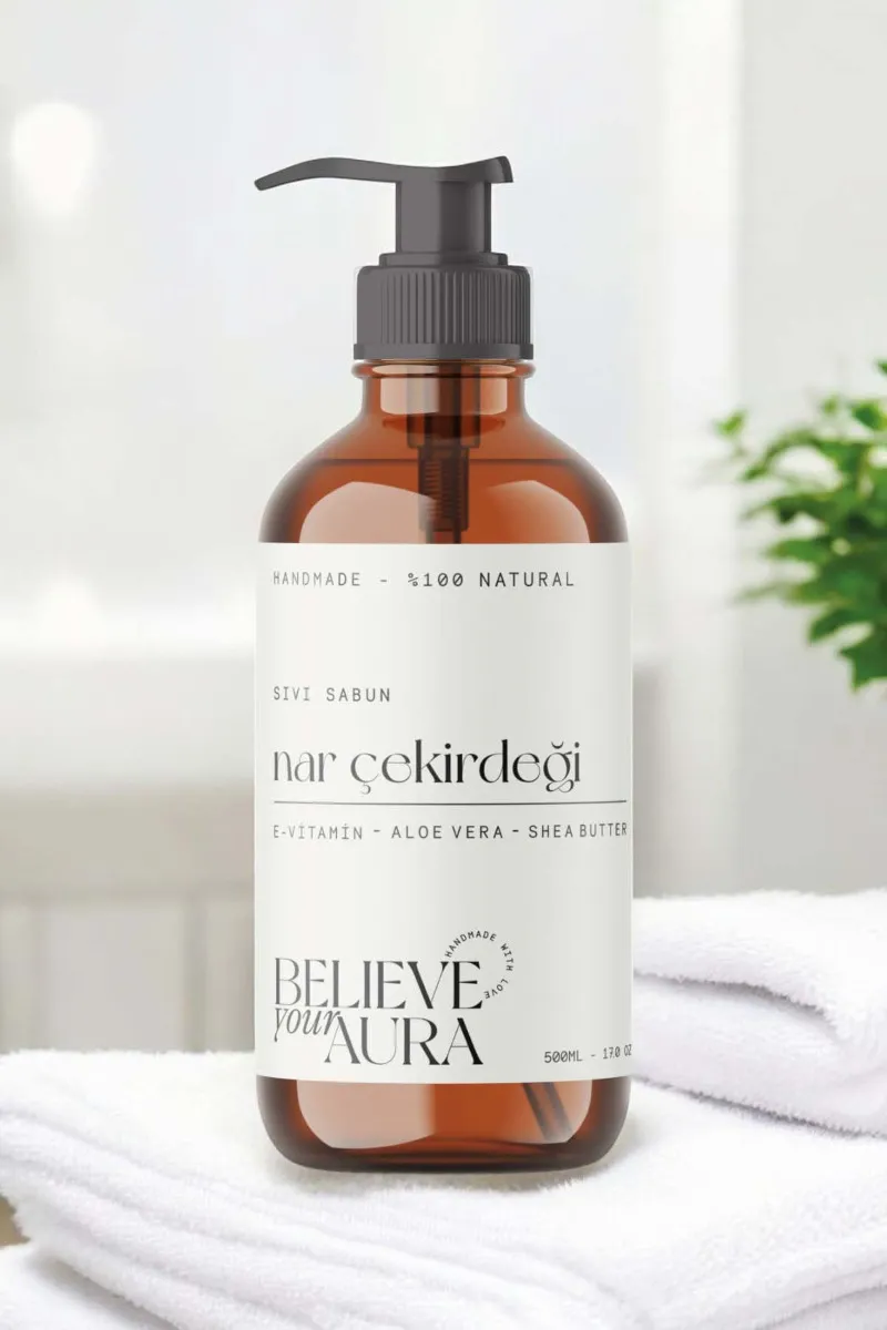 Believe Your Aura Nar Çekirdeği Yağı El ve Cilt Sıvı Sabunu - E-Vitamini Aloe Vera ve Shea Butter Katkılı - SIVNAC751-751