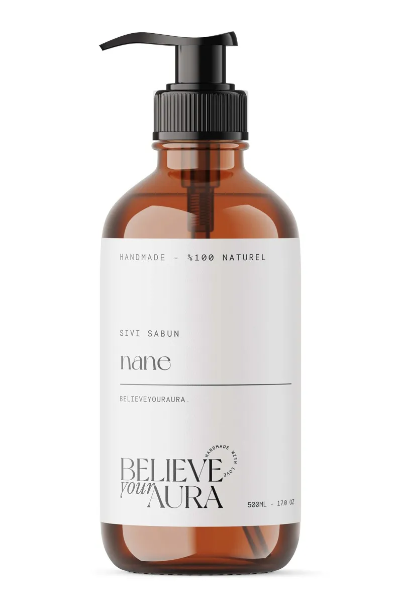 Believe Your Aura Nane Yağı El ve Cilt Sabunu - E Vitamini Aloe Vera Shea Butter Katkılı %100 Doğal Sıvı Sabun SIVNNE750-750