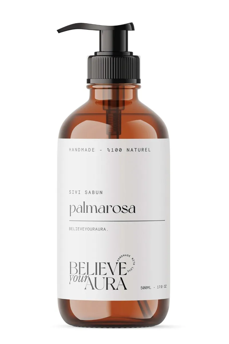 Believe Your Aura Palmarosa Yağı El ve Cilt Sabunu - E Vitamini Aloe Vera Shea Butter Katkılı %100 Doğal Sıvı Sabun SIVPLM851-851
