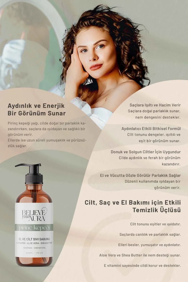 Believe Your Aura Pirinç Kepeği Yağı Cilt Sabunu SIVPRK858