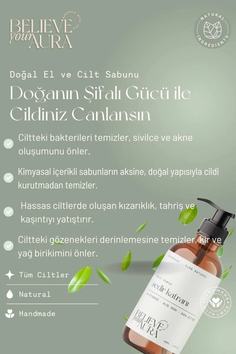 Believe Your Aura Doğal Sedir Katranı Sıvı Sabunu SIVSKT954