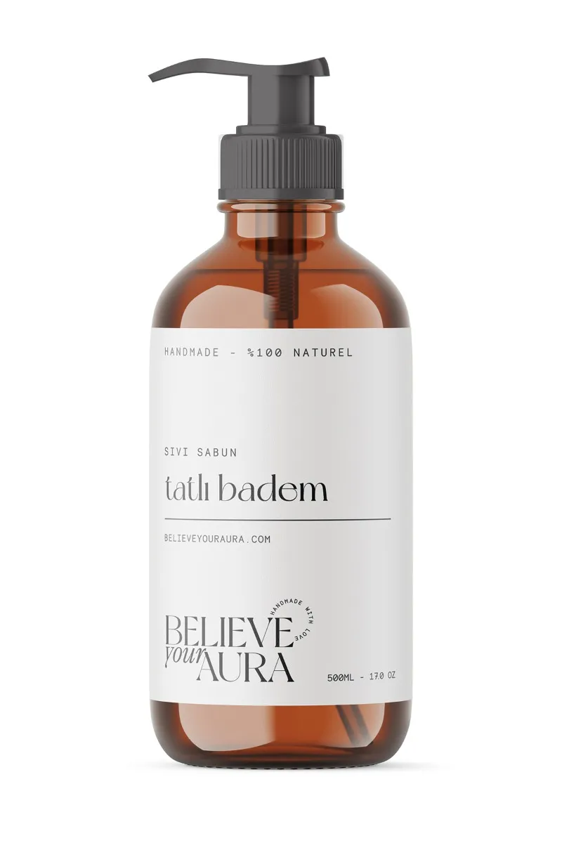 Tatlı Badem Yağı El ve Cilt Sabunu - E Vitamini Aloe Vera Shea Butter Katkılı Doğal Sıvı Sabun 500 ml
