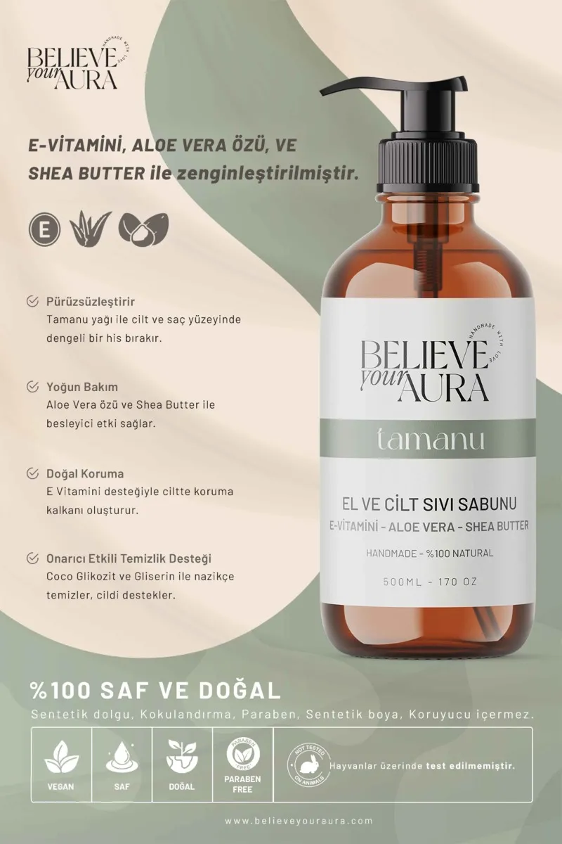 Believe Your Aura Tamanu Yağı El ve Cilt Sabunu SIVTMN1002
